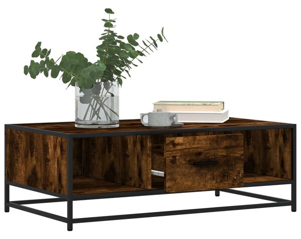 Füstös tölgy szerelt fa és fém dohányzóasztal 100 x 57 x 35 cm