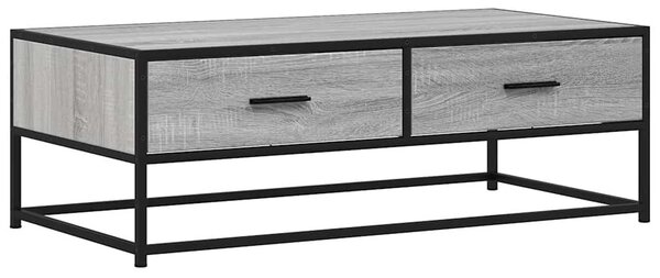 Szürke sonoma szerelt fa és fém dohányzóasztal 100 x 50 x 35 cm