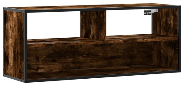 Füstös tölgy színű szerelt fa és fém TV-szekrény 100x31x39,5 cm