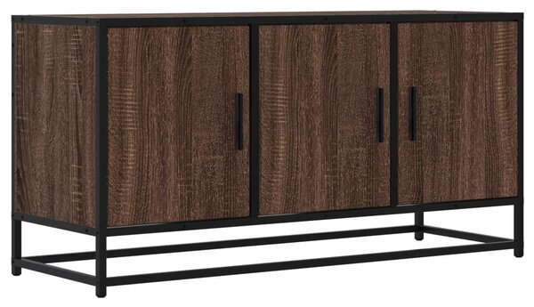 Barna tölgy színű szerelt fa és fém TV-szekrény 100x35x50 cm