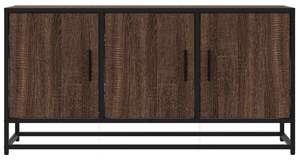 Barna tölgy színű szerelt fa és fém TV-szekrény 100x35x50 cm