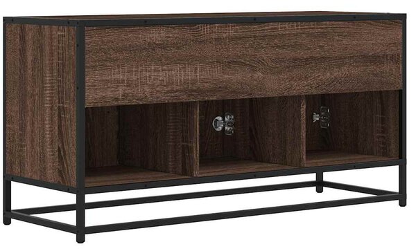 Barna tölgy színű szerelt fa és fém TV-szekrény 100x35x50 cm