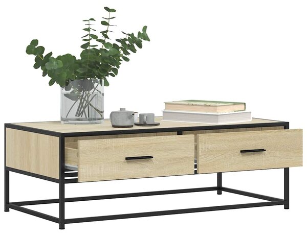 Sonoma tölgy szerelt fa és fém dohányzóasztal 100 x 50 x 35 cm