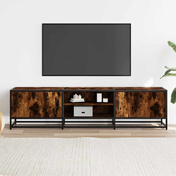 Füstös tölgy színű szerelt fa és fém TV-szekrény 160x35x41 cm