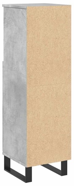 Betonszürke szerelt fa fürdőszobaszekrény 30 x 30 x 100 cm