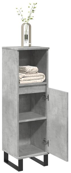 Betonszürke szerelt fa fürdőszobaszekrény 30 x 30 x 100 cm