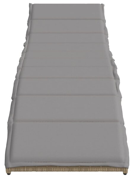 Bézs polyrattan napozóágy párnával 55x199x50 cm