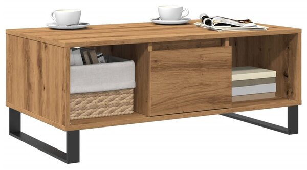 Kézműves tölgy színű szerelt fa dohányzóasztal 90x50x36,5 cm