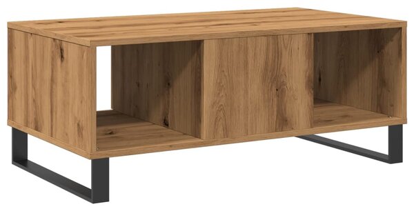 Kézműves tölgy színű szerelt fa dohányzóasztal 90x50x36,5 cm