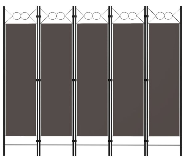 Antracitszürke 5 paneles paraván 200 x 180 cm