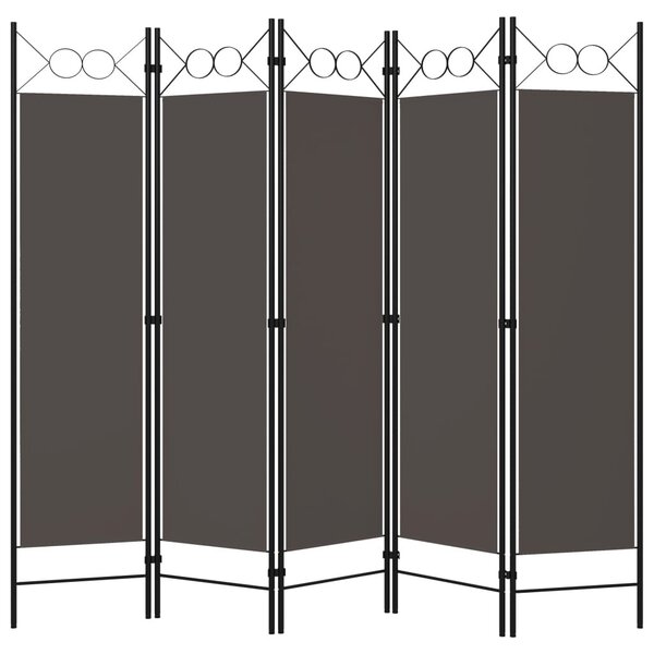Antracitszürke 5 paneles paraván 200 x 180 cm