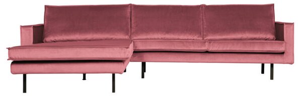 BePureHome - Rodeo baloldali heverő kanapé, bársony, rózsaszín