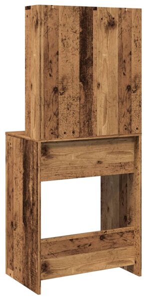 Antik fa színű LED-es fésülködőasztal 60 x 40 x 140 cm