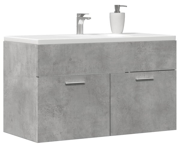 Betonszürke szerelt fa fürdőszobai mosdószekrény 90x38,5x46 cm