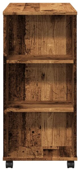 Antik fa színű szerelt fa kerekes szekrény 60 x 35 x 75 cm