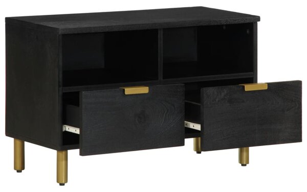 Fekete szerelt fa TV-szekrény 70 x 33 x 46 cm