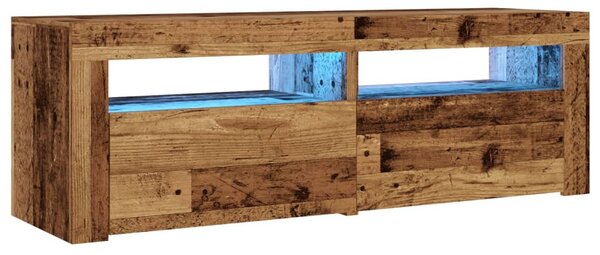 Antik fa színű szerelt fa TV-szekrény LED-ekkel 120x35x40 cm