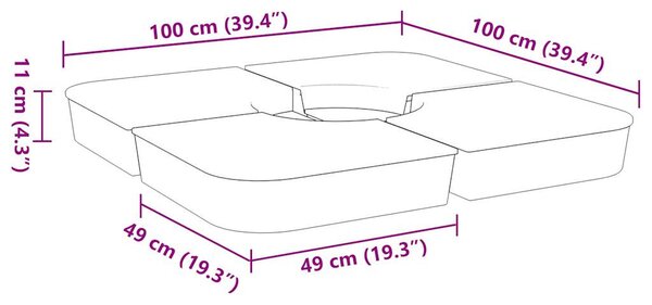 4 db napernyő alapkészlet keresztállvány napernyőhöz 100 kg PP
