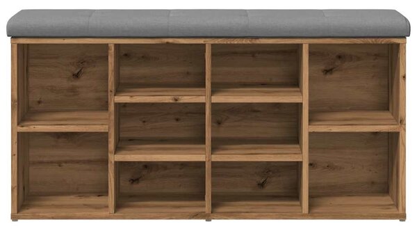 Kézműves tölgy szerelt fa cipőtároló pad 102x32x50 cm