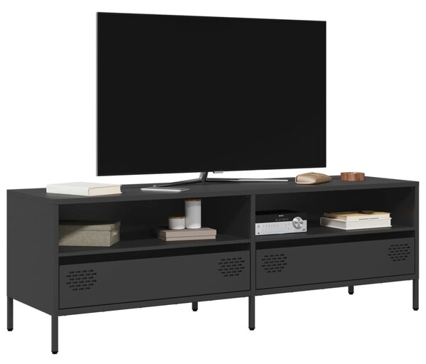 Fekete hidegen hengerelt acél TV-szekrény 135 x 39 x 43,5 cm