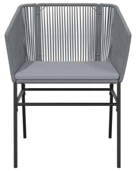 3 részes szürke polyrattan üveg kerti étkezőgarnitúra párnával