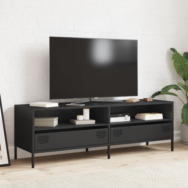 Fekete hidegen hengerelt acél TV-szekrény 135 x 39 x 43,5 cm