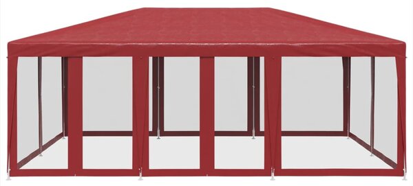 Piros HDPE rendezvénysátor 10 hálós oldalfallal 6 x 4 m