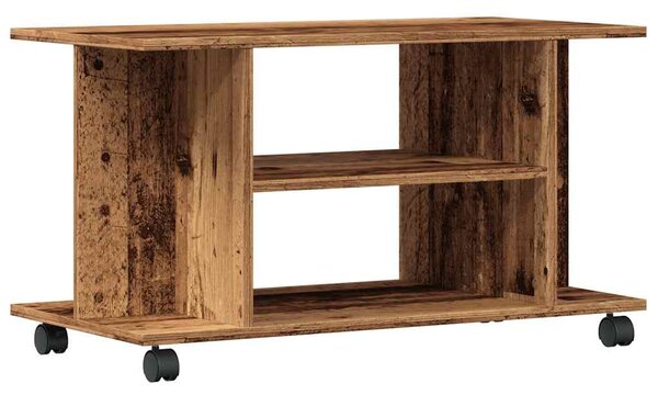 Antik fa színű szerelt fa TV-szekrény görgőkkel 80 x 40 x 45 cm