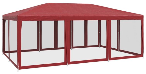 Piros HDPE rendezvénysátor 10 hálós oldalfallal 6 x 4 m