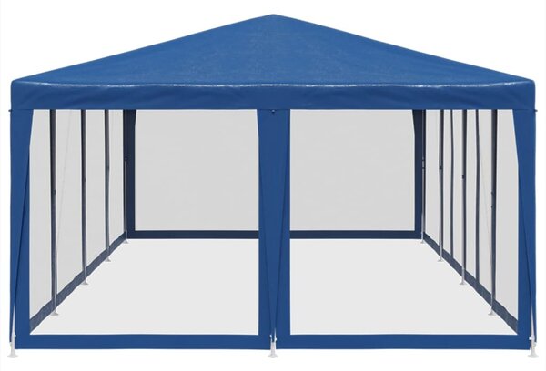 Kék HDPE rendezvénysátor 12 hálós oldalfallal 8 x 4 m