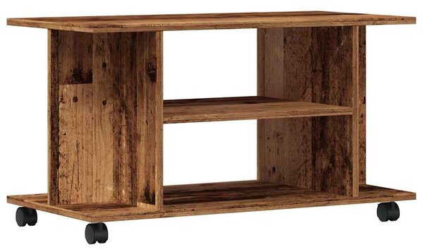 Antik fa színű szerelt fa TV-szekrény görgőkkel 80 x 40 x 45 cm