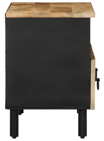 Fekete tömör nyers mangófa TV-szekrény 70 x 33,5 x 46 cm