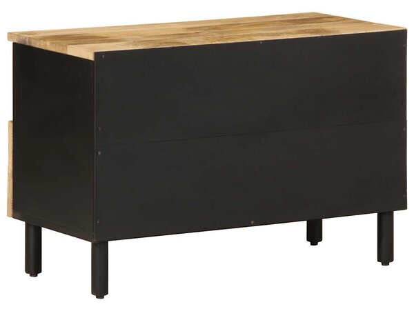 Fekete tömör nyers mangófa TV-szekrény 70 x 33,5 x 46 cm