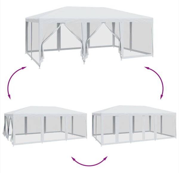 Fehér HDPE rendezvénysátor 10 hálós oldalfallal 6 x 4 m