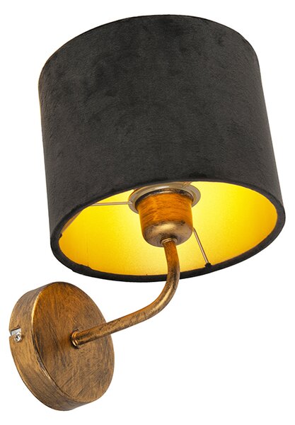 Vintage fali lámpa arany színben fekete bársony árnyékolóval - Matt
