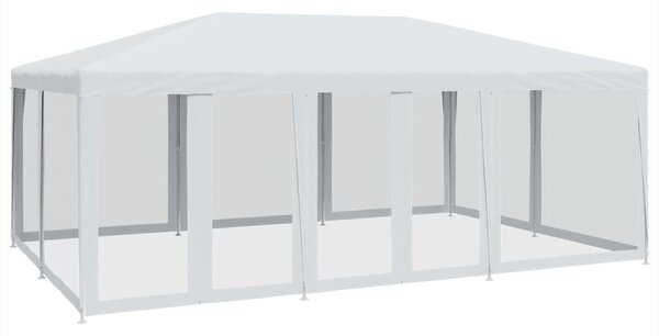 Fehér HDPE rendezvénysátor 10 hálós oldalfallal 6 x 4 m