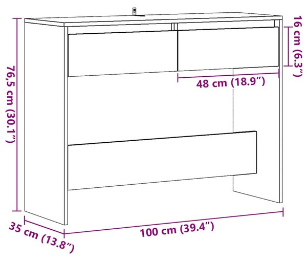Kézműves tölgy színű szerelt fa dohányzóasztal 100x35x76,5 cm