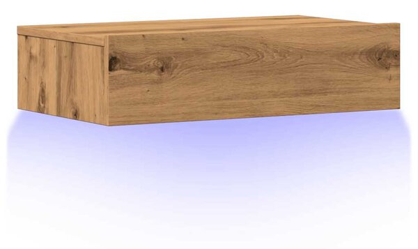 Kézműves tölgy színű TV-szekrény LED-lámpákkal 60x35x15,5 cm