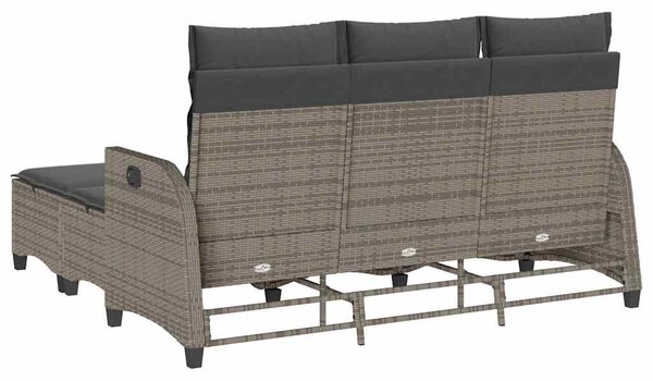 3 részes szürke polyrattan kerti ülőgarnitúra párnákkal L-alakú