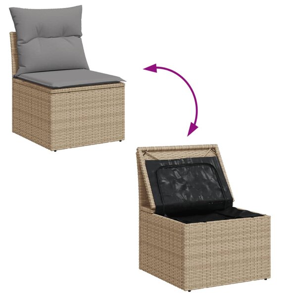 6 részes vegyes bézs polyrattan kerti ülőgarnitúra párnákkal