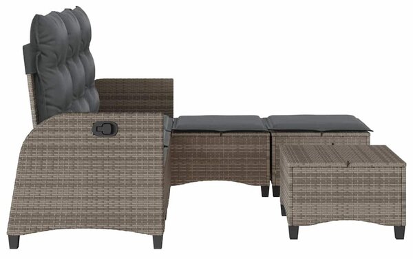 3 részes szürke polyrattan kerti ülőgarnitúra párnákkal L-alakú