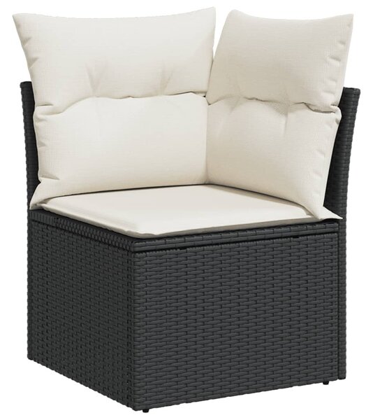 6 részes fekete polyrattan kerti ülőgarnitúra párnákkal