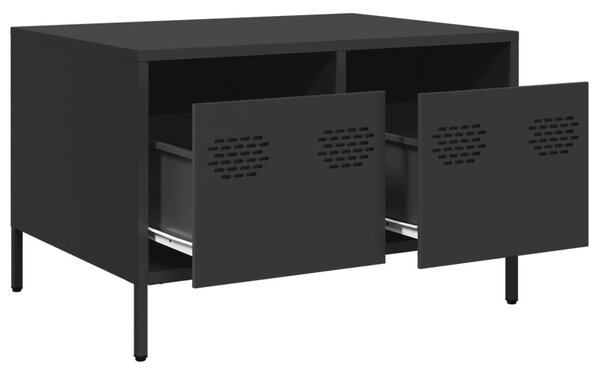 Fekete hidegen hengerelt acél TV-szekrény 68 x 50 x 43,5 cm