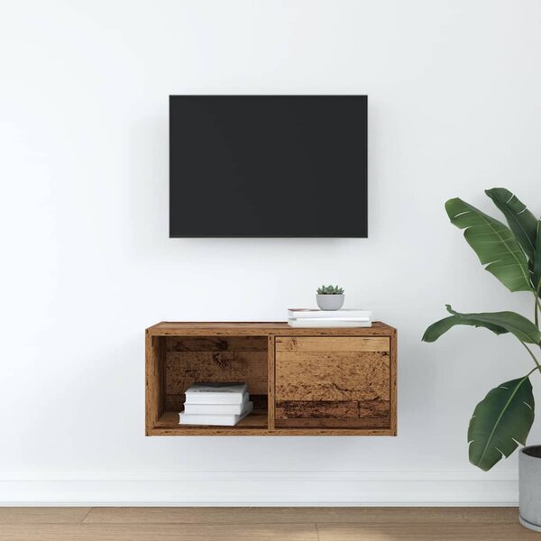 Antik fa színű szerelt fa TV-szekrény 60x31x25,5 cm