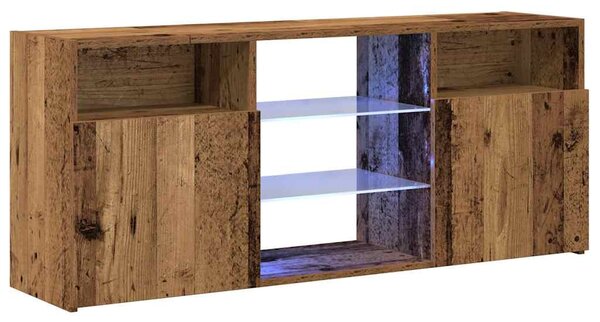 Antik fa színű szerelt fa TV-szekrény LED-ekkel 120x30x50 cm