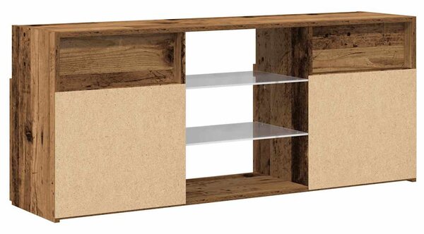 Antik fa színű szerelt fa TV-szekrény LED-ekkel 120x30x50 cm