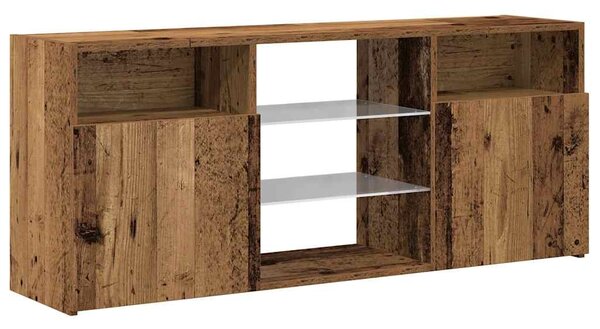 Antik fa színű szerelt fa TV-szekrény LED-ekkel 120x30x50 cm