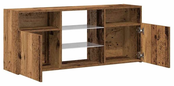 Antik fa színű szerelt fa TV-szekrény LED-ekkel 120x30x50 cm