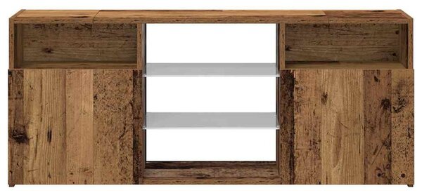 Antik fa színű szerelt fa TV-szekrény LED-ekkel 120x30x50 cm