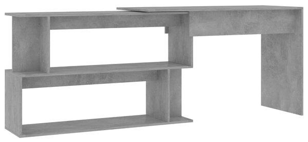 Betonszürke szerelt fa sarokasztal 200 x 50 x 76 cm